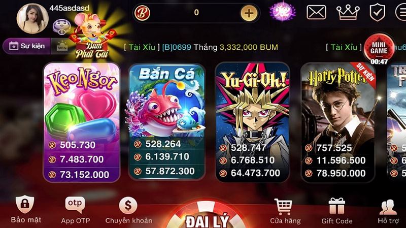 Trang chủ của cổng game