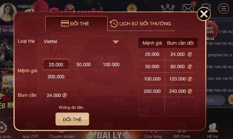 Truy cập để rút tiền từ cổng game